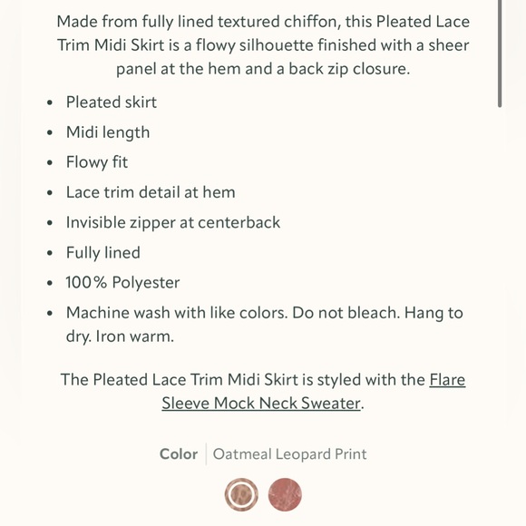 Rachel Parcell Pleated Lace Trim Midi Skirt | Oatmeal Leopard Print / 16 - Picture 3 of 5